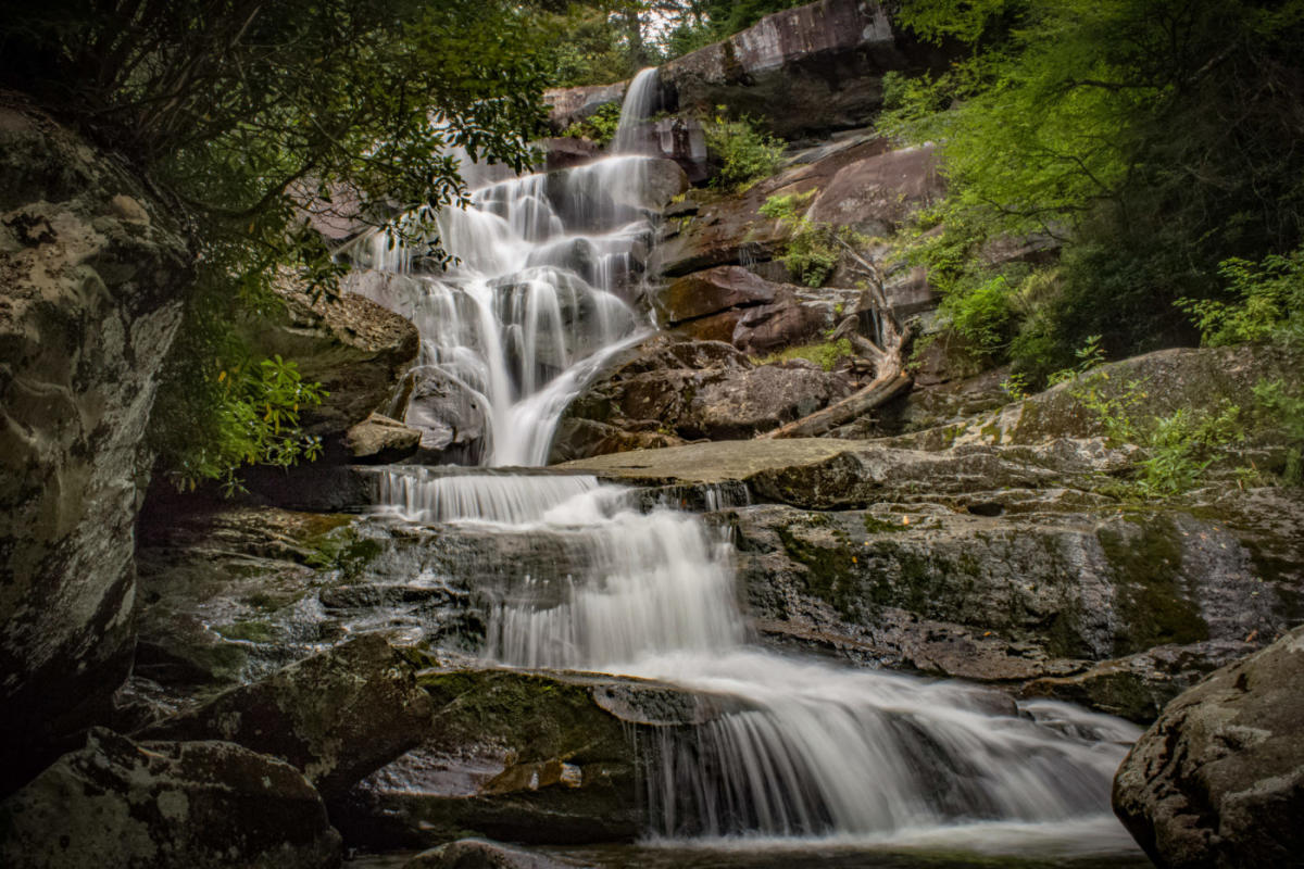 Close-up of Ramsey Cascades waterfall